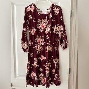 French Grey Floral Dress